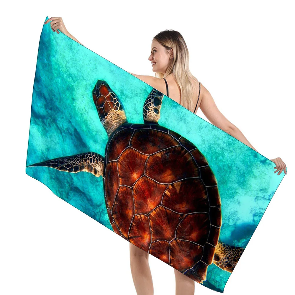 Пляжное полотенце с изображением морской черепахи из мультфильма для мальчиков, девочек, взрослых，Быстросохнущее полотенце для большого бассейна без песка, быстросохнущее банное полотенце для подростков и детей
