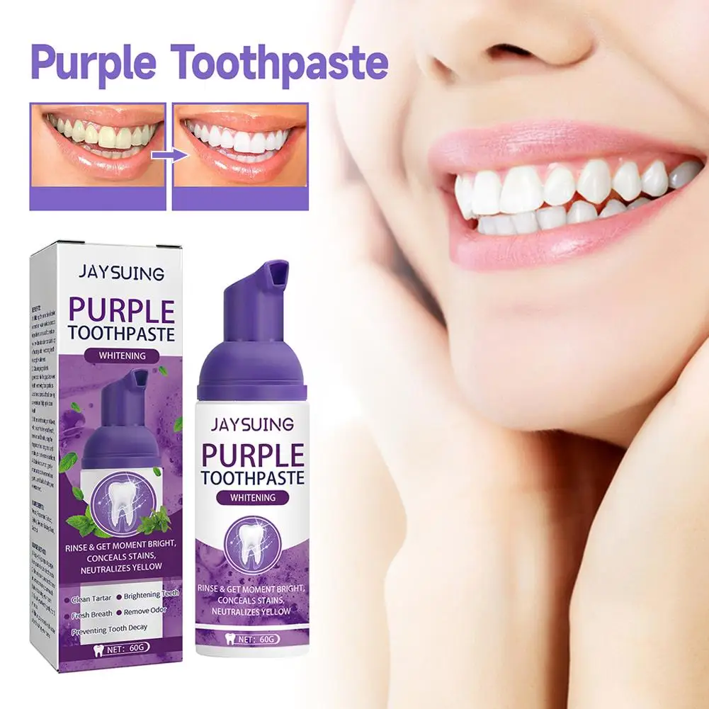 Фиолетовый Корректор цвета Зубная Паста для эффективного отбеливания зубов Муссовый продукт Для чистки зубов Зубная паста для отбеливания полости рта J4V5
