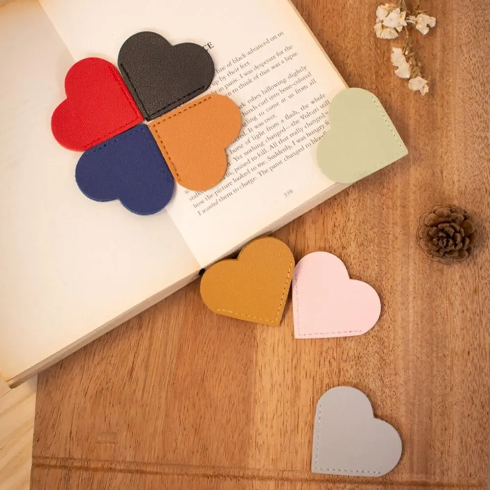 Винтажный угловой маркер для страниц, мини-многоцветный маркер для страниц в форме сердца, Декоративные кожаные закладки для чтения