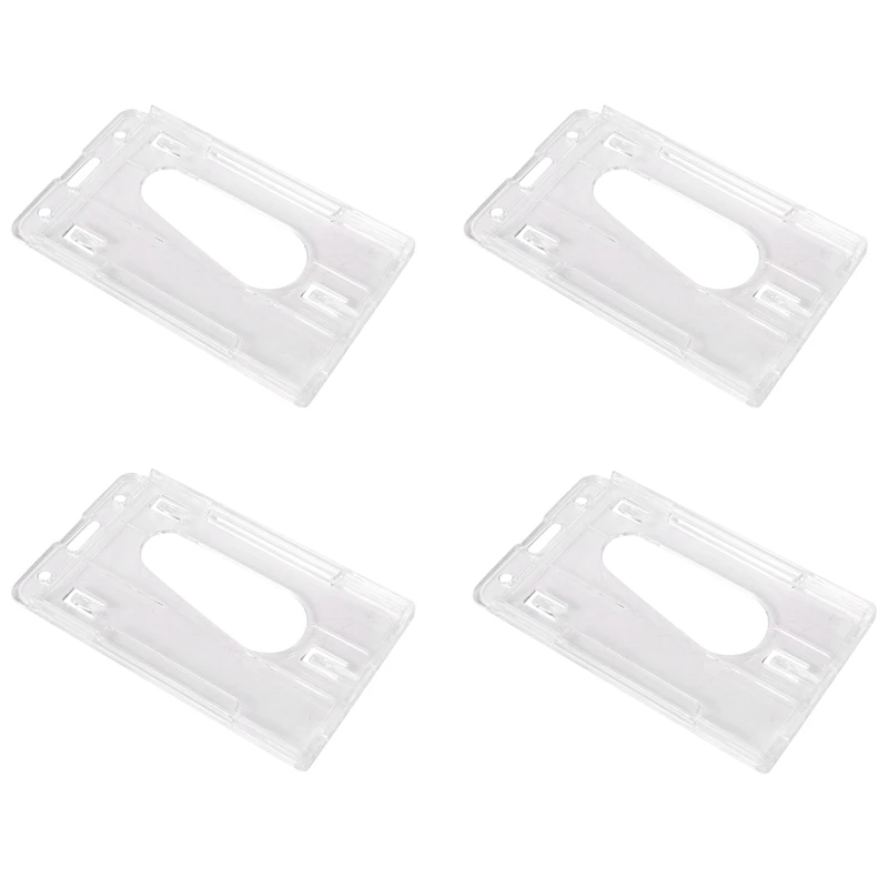 4X Вертикальный жесткий пластиковый держатель для бейджа, Двойная карточка ID, мультипрозрачный 10x6 см