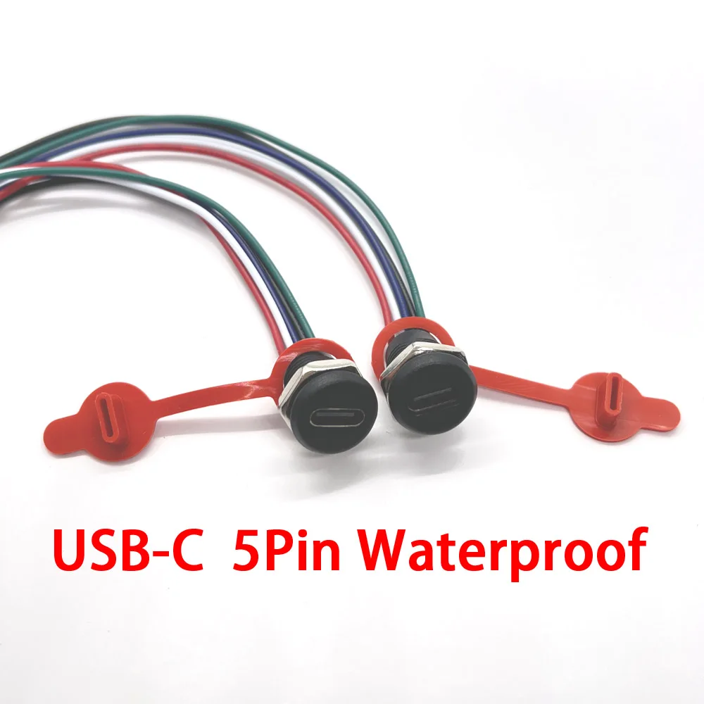 5pin 2Pin Разъем USB-C Type-C для PH2.0 С защелкивающейся пластиной 3A 5A Водонепроницаемый разъем USB для быстрой зарядки с высоким током