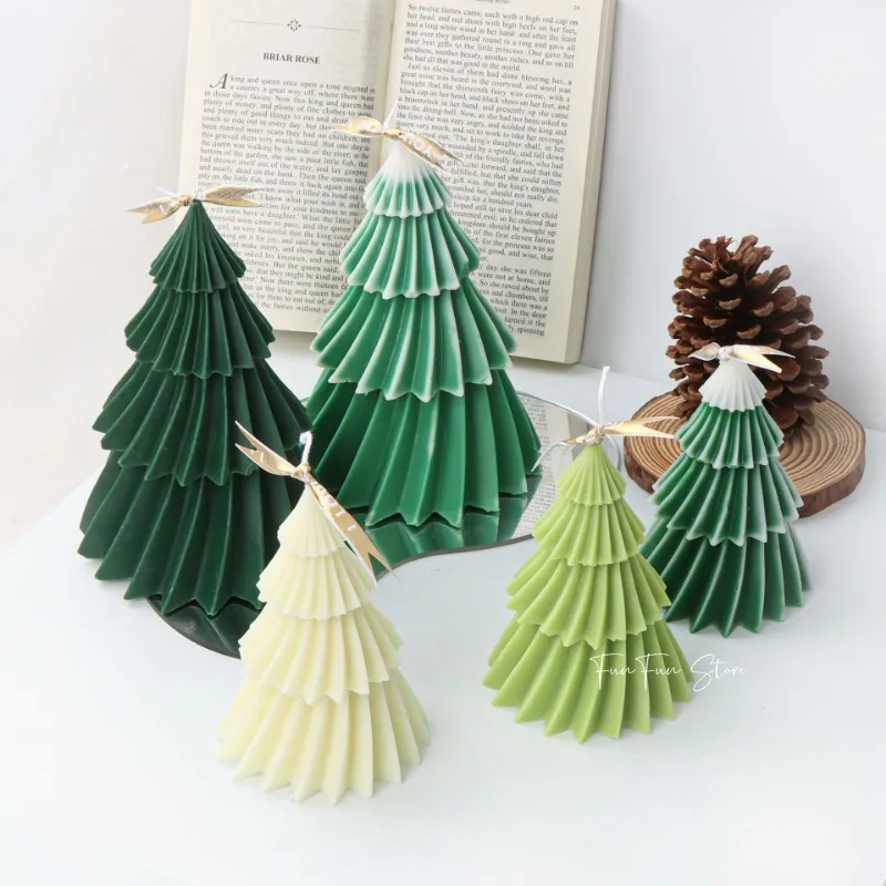 4-Слойная Рождественская елка, силиконовая форма для свечей, 3D Диагональная полосатая форма для растительного мыла, смола, Гипсовая форма для приготовления шоколада, декор для вечеринки, подарок