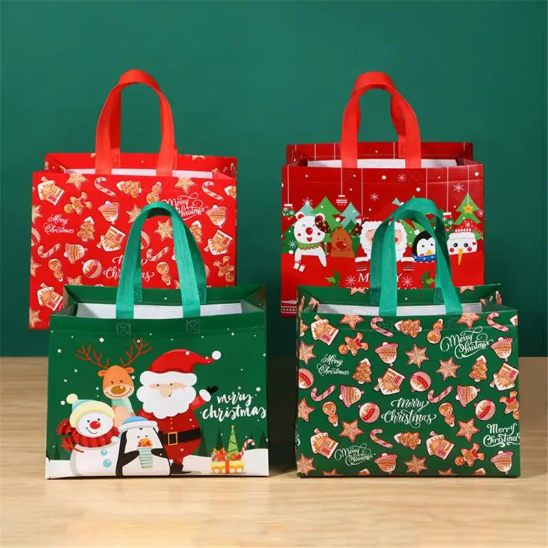 Рождественский подарочный пакет, Новогодние сумки из нетканого материала, Санта-Клаус, Снеговик, подарочная упаковка для конфет, Рождественская вечеринка