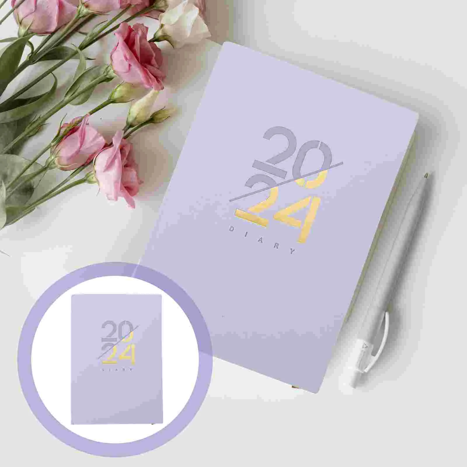 Фиолетовый Блокнот Журнал Ежедневник 2024 Офисные Блокноты для портативного использования Бумага для изучения английского языка студентами