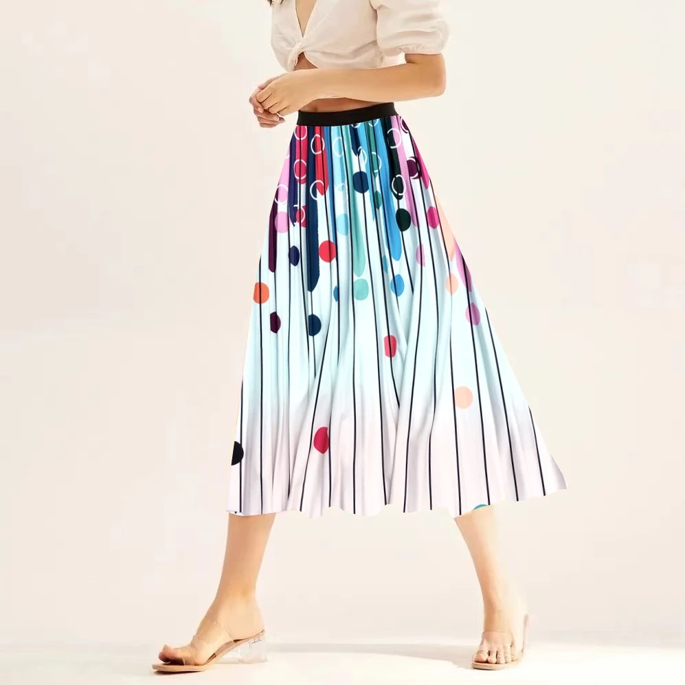 лето 2024, новый стиль, персонализированная юбка с принтом в горошек, плиссированная юбка для пригородных поездок