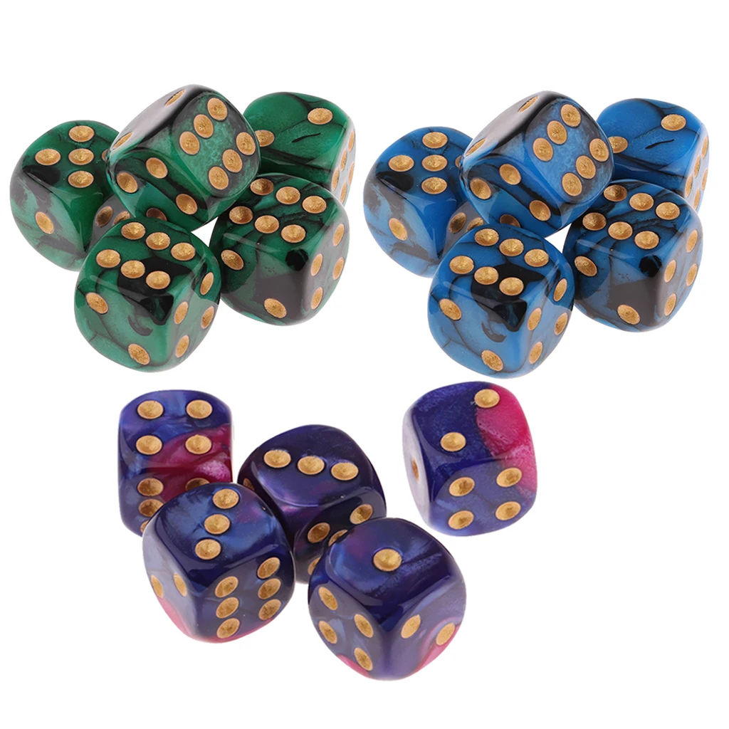 15шт Новых ярких цветов 6-сторонние Кубики с круглым углом, Жемчужные Кубики 16 мм, настольные игры, принадлежности для развлечений в казино.