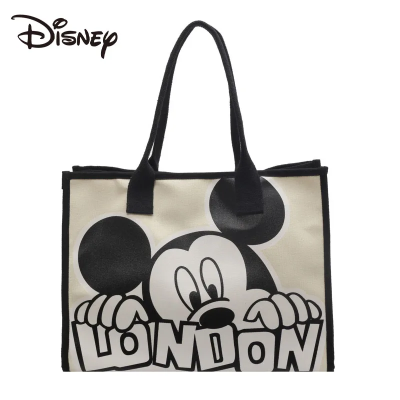 Disney Canvas Big Bag Женская новинка 2023 года, ручная сумка с Микки из мультфильма, сумка через плечо, студенческая сумка для покупок большой емкости
