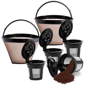 2 упаковки многоразового кофейного фильтра с конусом, 4 упаковки многоразовых кофейных стручков для кофеварки Ninja Dual Brew  5