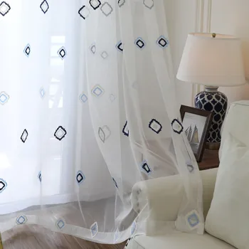 2019 Модные тюлевые шторы с геометрическим рисунком для гостиной, детская вышитая вуаль, прозрачная ткань для спальни, детская Cortina  5