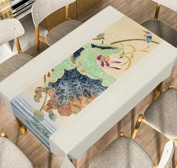 2023 Хлопчатобумажная цветочная скатерть с маленькими корейскими маргаритками, декор торцевого стола, прямоугольная скатерть для кухонь, свадеб и ужинов  5