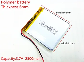 3,7 В 2500 мАч 606168 Литий-Полимерный Li-Po литий-ионный Аккумуляторные батареи для Mp3 MP4 MP5 GPS оборудование для PSP мобильный Bluetooth  5