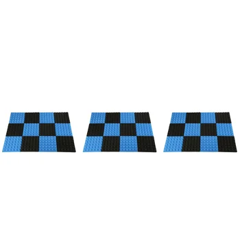36X Древесно-угольная Акустическая Поролоновая плитка Звукоизоляционные Пенопластовые Панели Студийная Звуковая прокладка 2 x 10 x 10 дюймов (Черный + синий)  10