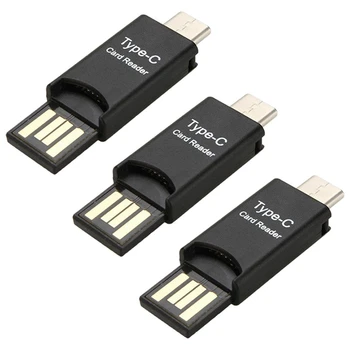 3X USB 3.1 Type C Адаптер для чтения карт USB-C на Micro-SD TF для ПК и мобильного телефона  5