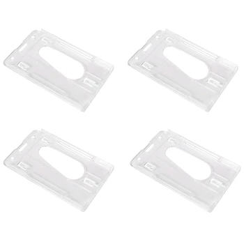 4X Вертикальный жесткий пластиковый держатель для бейджа, Двойная карточка ID, мультипрозрачный 10x6 см  5