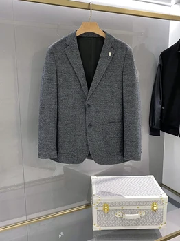 ALMAQI 2024 костюм куртка осень зима мужская британская Европейская станция деловой повседневный костюм шерстяной приталенный драпированный Изысканный Стильный  5