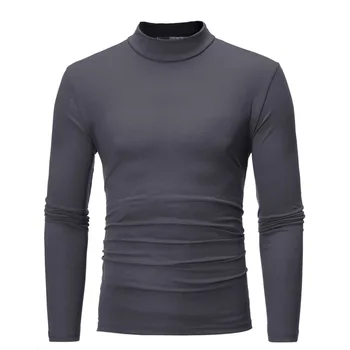 B1787 Модное термобелье с воротником, мужская базовая футболка с имитацией шеи, блузка, пуловер, топ с длинными рукавами  5