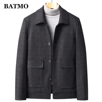 BATMO 2024, новое поступление, осенне-зимние высококачественные шерстяные куртки в клетку для мужчин, мужское пальто, большие размеры M-4XL 2123  5