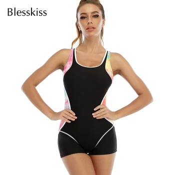 BLESSKISS 2023 Купальный костюм для серфинга, женский цельный купальник больших размеров, спортивные шорты для защиты от сыпи, купальный костюм 4XL 5XL  10