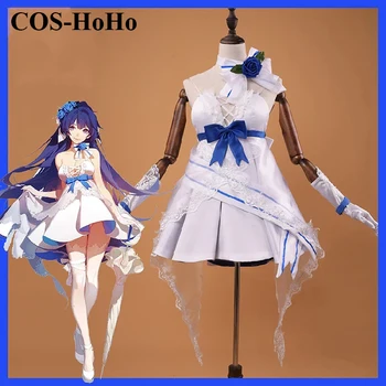COS-HoHo Аниме Honkai Impact 3 Свадебное платье с цветами Райден Мэй, элегантная униформа, косплей костюм для вечеринки на Хэллоуин, женский наряд  5