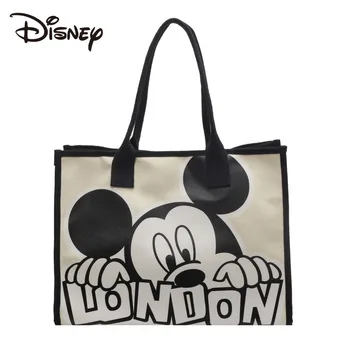 Disney Canvas Big Bag Женская новинка 2023 года, ручная сумка с Микки из мультфильма, сумка через плечо, студенческая сумка для покупок большой емкости  5
