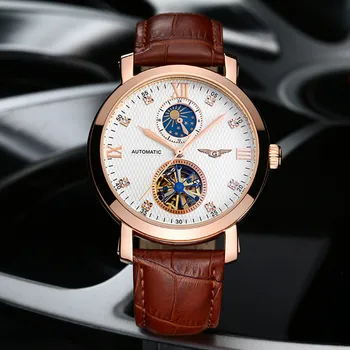 GUANQIN, лидирующий бренд, роскошные механические часы для мужчин, 100-метровые водонепроницаемые мужские часы из сапфировой зеркальной кожи с турбийоном, автоматические часы  10