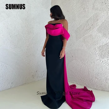 SUMNUS Сексуальные Черные Платья для выпускного вечера из Фушии С Открытыми плечами В Саудовском стиле, Атласные Вечерние Платья Для Официальных мероприятий, Вечернее платье для вечеринки  5