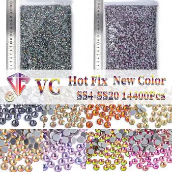VC 14400Pcs SS4-SS20 Новый цвет Оптом Высококачественное стекло, хрусталь, стразы горячей фиксации, плоские камни для ногтей  5