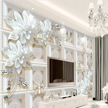 wellyu Стерео рельефные ювелирные изделия цветы в европейском стиле 3D фон стены на заказ крупномасштабные фрески домашний декор обои behang  10