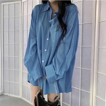 XEJ Шифоновая блузка в корейском стиле, топ с длинным рукавом, элегантные блузки ярких цветов, женские 2023, Бесплатная доставка, женская летняя блузка  5