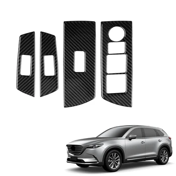 Автомобильное Оконное стекло из углеродного волокна, Кнопка подъема, Накладка переключателя, Наклейка на панель дверного Подлокотника для Mazda CX-9 2016-2020  10