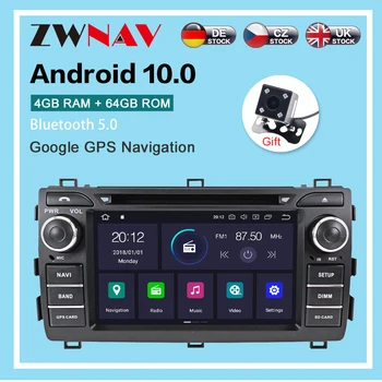 Автомобильный радиоплеер Android 10.0 4 + 64 ГБ, GPS-навигация для Toyota Auris 2013-2015, Мультимедийный плеер, радио, видео, стереосистема, головное устройство dsp  10