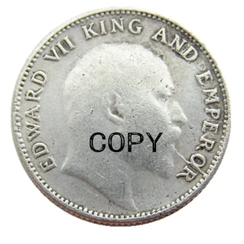 В (09) экземплярах 1/4 индийской рупии 1905 года, старинные монеты с серебряным покрытием  5