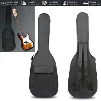 Водонепроницаемая черная сумка для электрической бас-гитары, мягкая сумка для инструментов из ткани Оксфорд, рюкзак с двойным плечевым ремнем, сумка для электрогитары  5