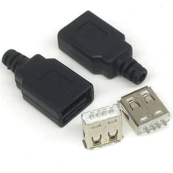 горячая Новинка 5 и 10 Штук Штекеров Типа A USB 4-Контактный Штекерный Разъем С Черной Пластиковой Крышкой  5