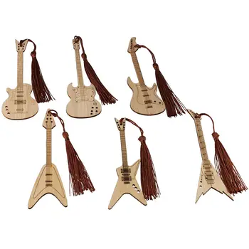 Деревянный цвет, креативные гитарные закладки в винтажном стиле, деревянные этикетки для блокнотов, Музыкальные инструменты, Офисные закладки  0