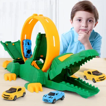 Детская игрушечная техника Игрушечный автомобиль с катапультированием Крокодила Большая сборка Набор моделей динозавров на 360 треков Катапульта Железнодорожный вагон Подарки для мальчиков  10