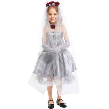 Детский косплей на Хэллоуин, платье невесты-призрака, платье для бала-маскарада  4