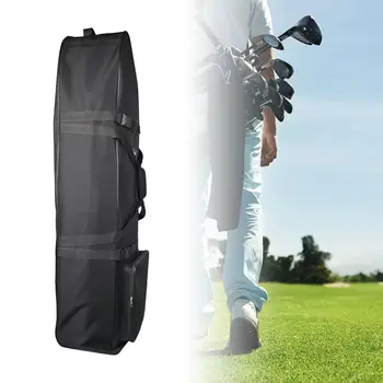 Дорожная сумка для гольфа, складывающаяся, с карманом для карт, ручкой для переноски, портативная, легкая, водонепроницаемая, износостойкая, на молнии с колесиками  5