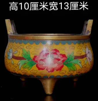 Древнекитайская трехногая Медная Курильница для благовоний с Фиолетовой эмалью на трех ножках эпохи Мин Ди Сюаньде в Китае  10