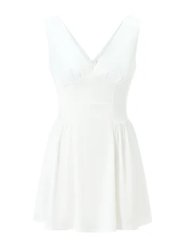 Женское мини-платье Y2K Fairy, сексуальное платье на бретельках с кружевной отделкой, платье на бретельках с глубоким вырезом, облегающее вечернее платье с открытой спиной, клубная одежда  4