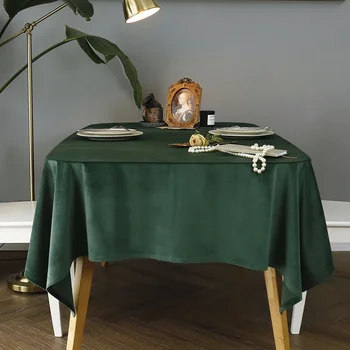 Золотая бархатная скатерть, обеденный стол, прямоугольная художественная скатерть  5