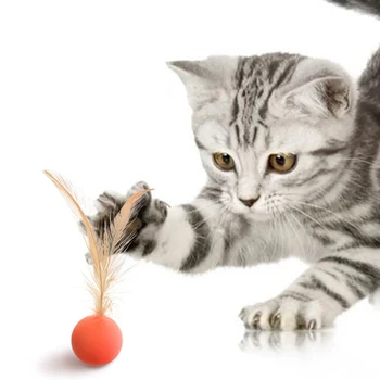 Игрушки для домашних животных перьевой надувной мяч с высоким отскоком кошка жует игрушку для взаимодействия человека и питомца игрушечный мяч  10