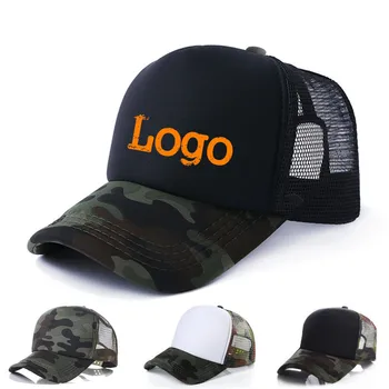 Камуфляжная камуфляжная печать логотипа trucker hat Изготовленная на заказ сетчатая спортивная шляпа для взрослых мужчин наружная летняя вышитая бейсболка для женщин  6