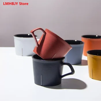 Керамическая кружка LMHBJY с персонализированной ручкой Кофейная чашка Чашка для послеобеденного чая Чашка для молока Японская Минималистичная чашка  5
