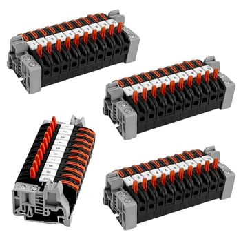 Комплект из 40 Клемм DIN-рейки, Клеммы PCT-211 для DIN-рейки 0,08-4 Мм2, Комплект черной клеммной колодки, Прочный блок электрического подключения  4