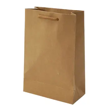Коричневая Крафт-сумка Биоразлагаемая, Пригодная для вторичной переработки, Гладкие Свадебные сумки-переноски, креативные Бумажные пакеты для подарков с плоской ручкой для дома  5