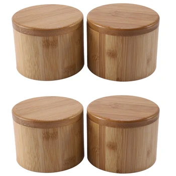 Коробки Для Хранения 4шт Коробка Для Соли Деревянная Бамбуковая Коробка Для Хранения С Магнитной Поворотной Крышкой Контейнер  4