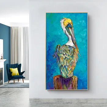 Красочная картина маслом с птицами, напечатанная на холсте Художественный плакат Настенные панно для гостиной Абстрактный декор стен в виде животных  5
