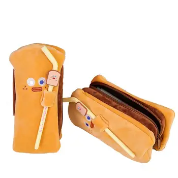 Креативные канцелярские принадлежности, сумка-органайзер для школьных канцелярских принадлежностей, мультяшный пенал, сумка для ручек, пенал для тостов, плюшевая сумка для карандашей  5