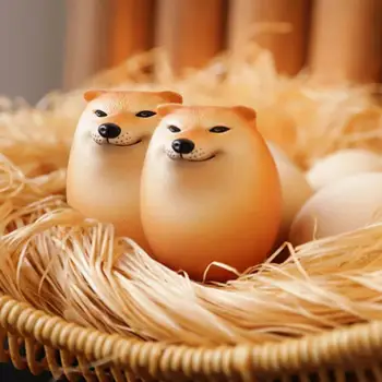 Креативные Шиба-ину в форме реалистичных яиц, украшения из ПВХ для собак и яиц, украшения для домашнего офиса, Забавные новогодние Пасхальные подарки  5